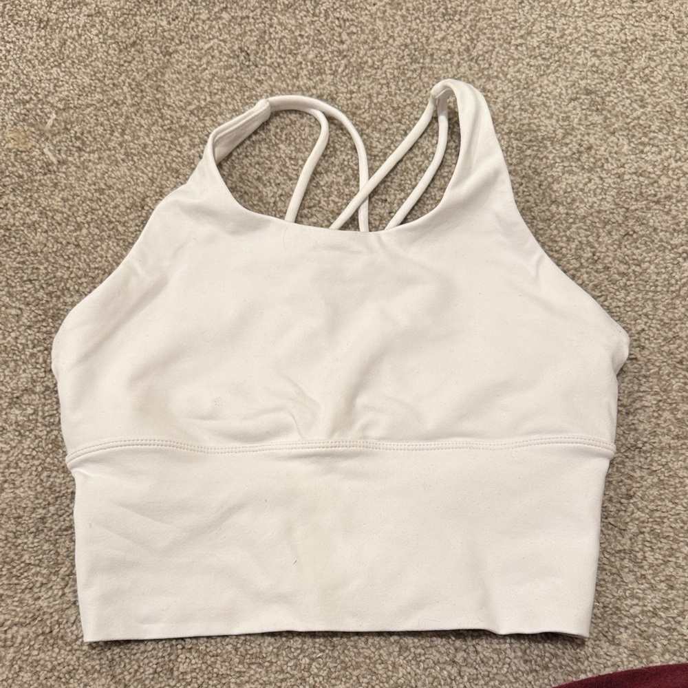 Women's White Strappy Sports Bra